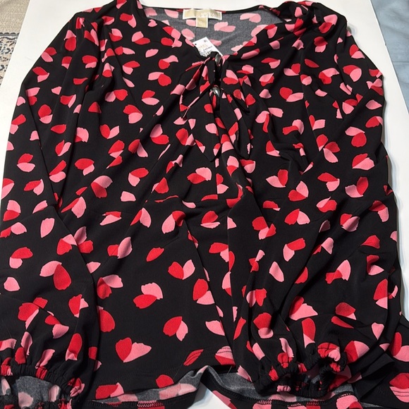 Michael Kors Black and Red Tie Front Blouse - Picture 3 of 3